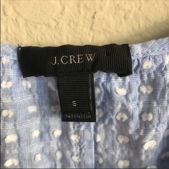 J Crew Polka Dot Light Blue Peasant Top - Picture 8 of 8